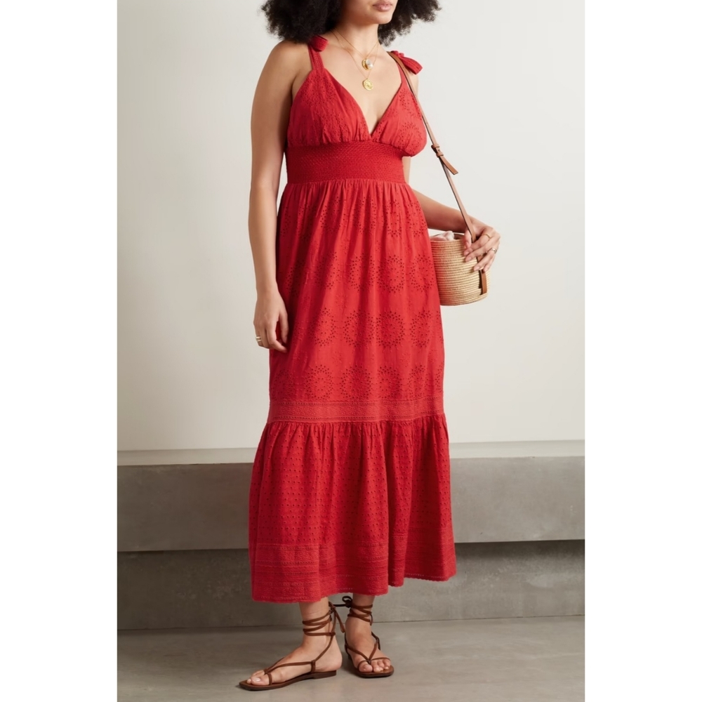 Alice + Olivia | Levine Broderie-Anglaise Cotton Linen Blend Maxi Dress NEW
